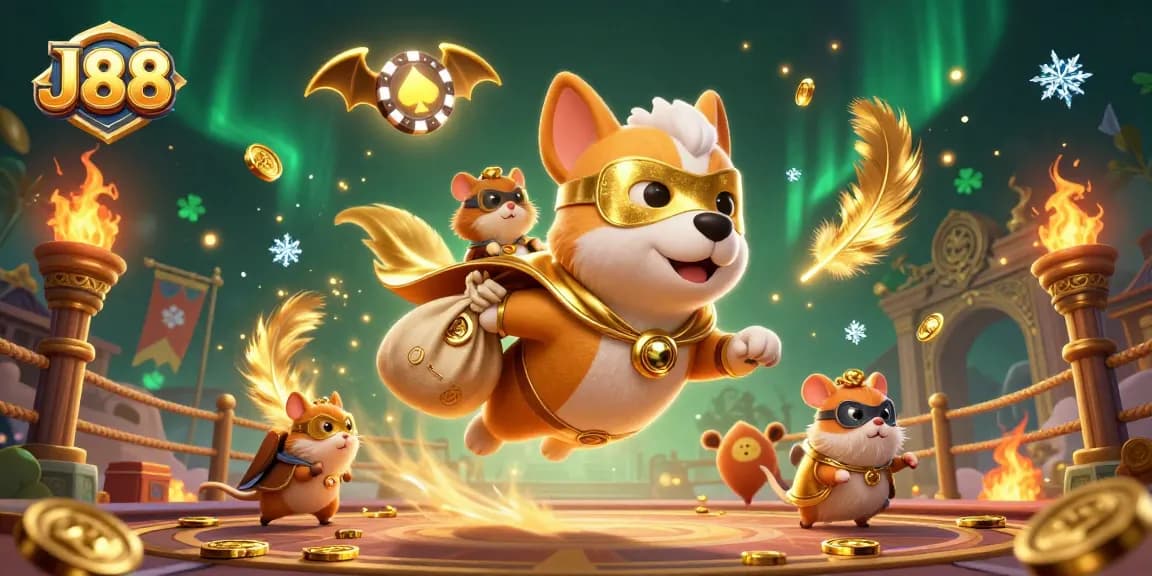 Join the J88 adventure as the superhero dog and his sidekick make big wins with coins in the sky.