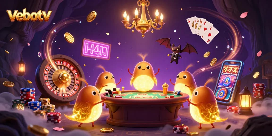 Experience vebotv's vibrant casino atmosphere with glowing characters and dynamic gaming elements.