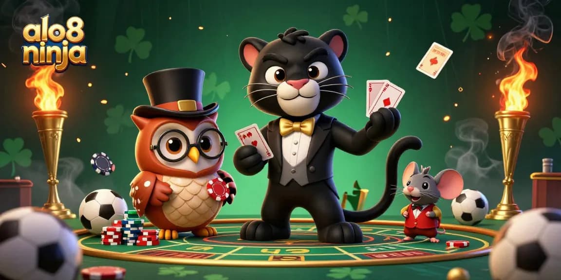 Engage in thrilling betting adventures with alo8 ninja’s vibrant 3D casino illustration featuring energetic characters and game elements.