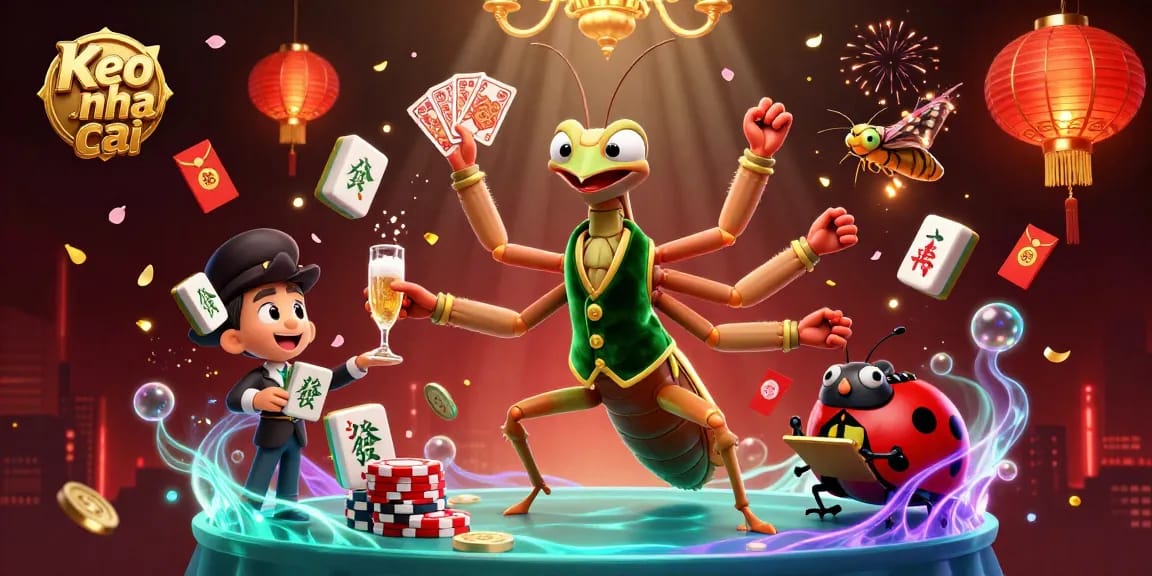 Engage in Keo nha cai betting with energetic characters and dynamic casino elements.