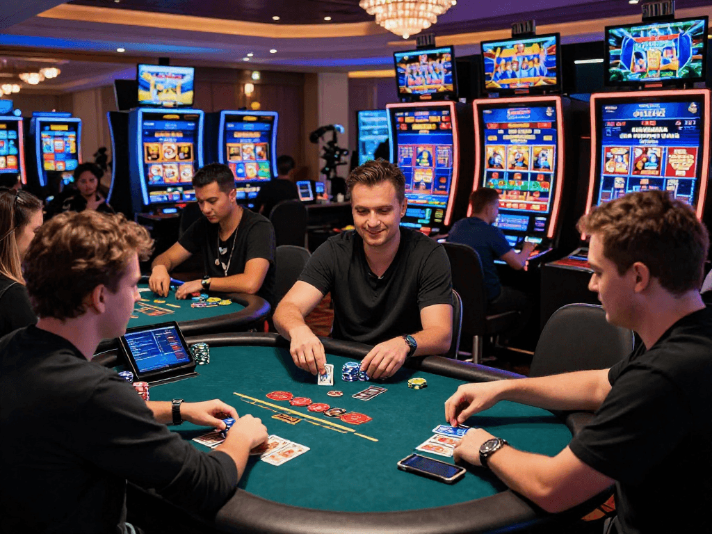 Exciting gambling atmosphere at trang chủ oxbet online casino with colorful games and enthusiastic players.