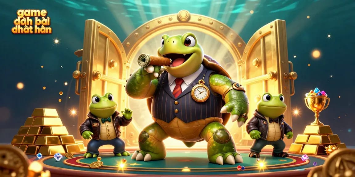 Play game đánh bài đổi thưởng with thematic characters in a vibrant casino scene.