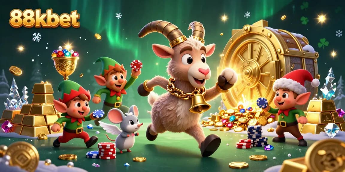 Watch the Krampus goat and angel mouse guide gameplay at 88kbet casino, filled with excitement and treasures.