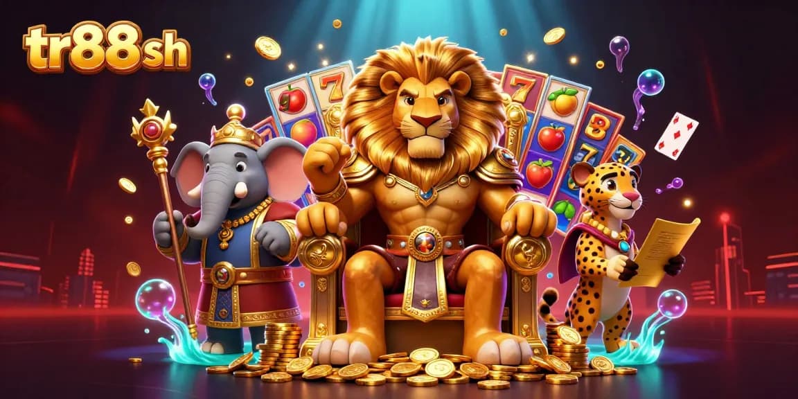 Engage with the thrilling atmosphere of tr88 sh as a lion king presides over a wealth of slot games.