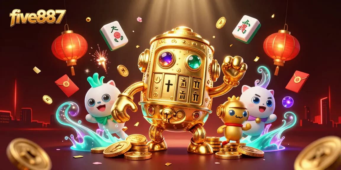 Engage with thrilling gameplay at five887 featuring a golden golem and vibrant casino elements.