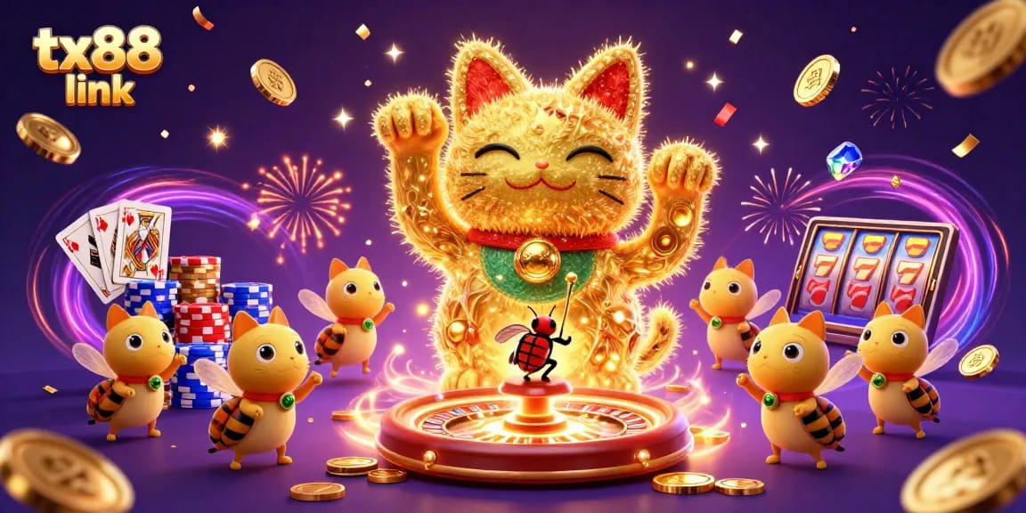 Experience luck with tx88 link in this vibrant casino-themed 3D illustration filled with festive energy.