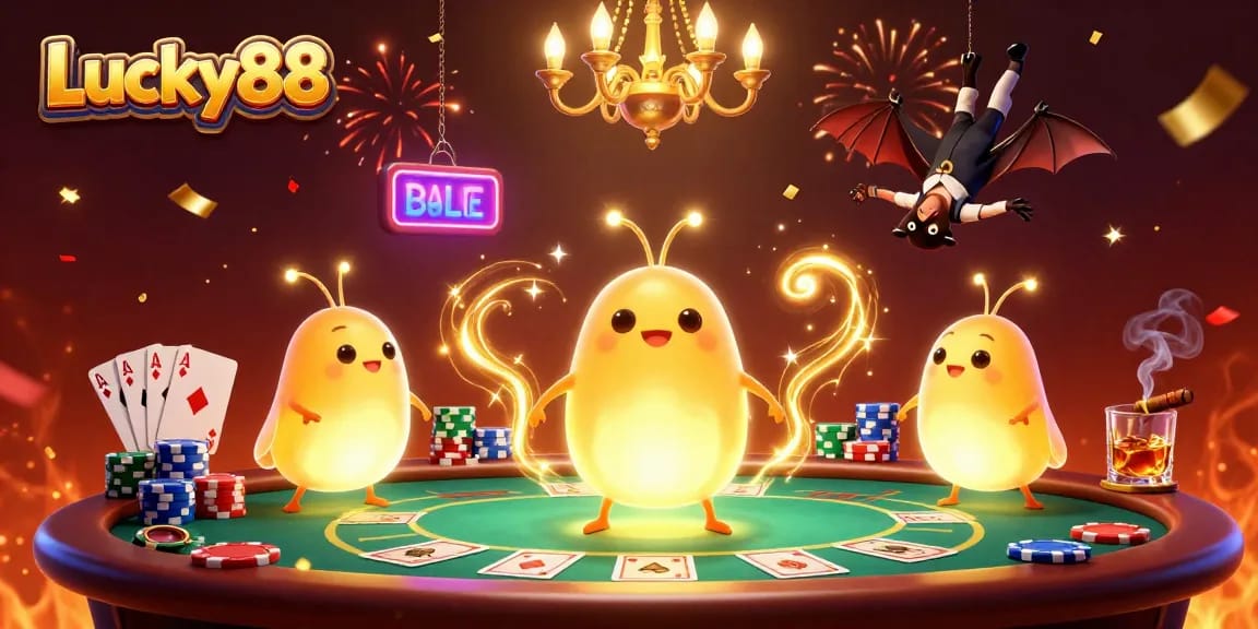 Experience excitement at Lucky88 with lively glowworms illuminating a poker game