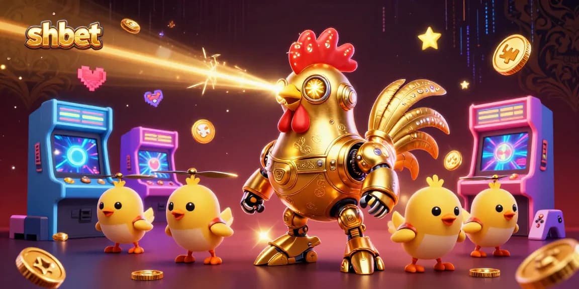 Experience the thrilling world of shbet gaming with the vibrant golden rooster robot and engaging arcade action.