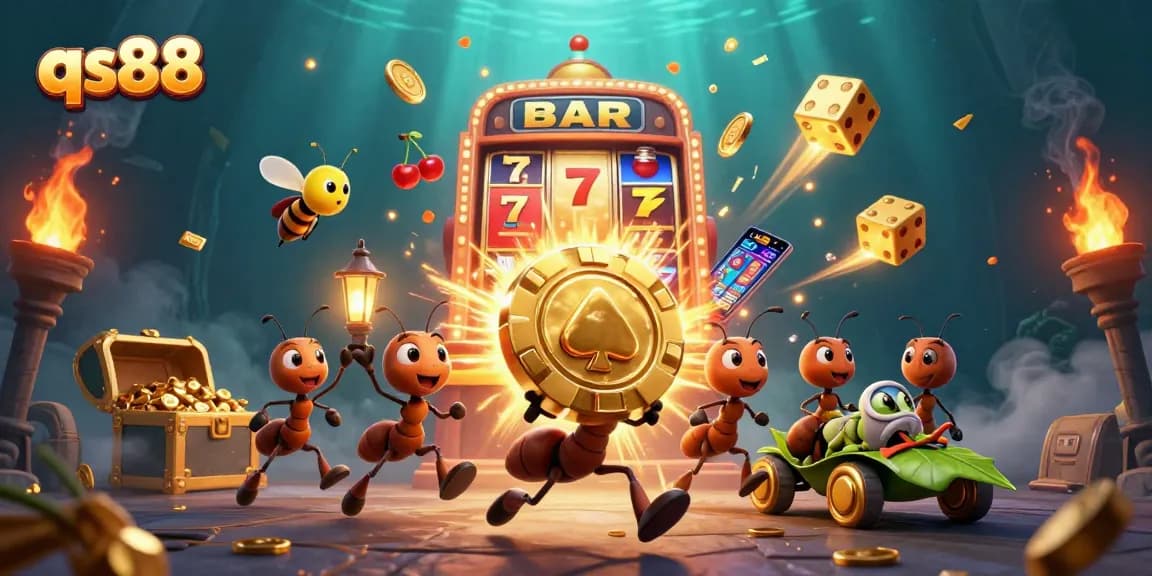 Engage in thrilling gaming experiences with qs88's vibrant casino heist scene.
