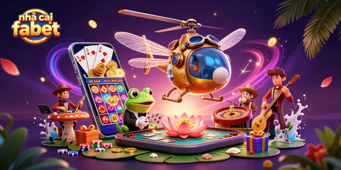 Experience the excitement at nhà cái fabet with a vibrant casino scene featuring unique characters and game elements.
