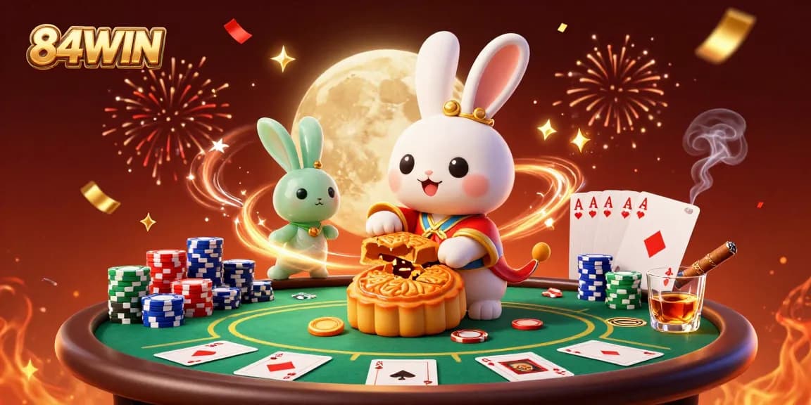 Experience exciting online betting action at 84WIN with vibrant 3D visuals and dynamic casino elements.