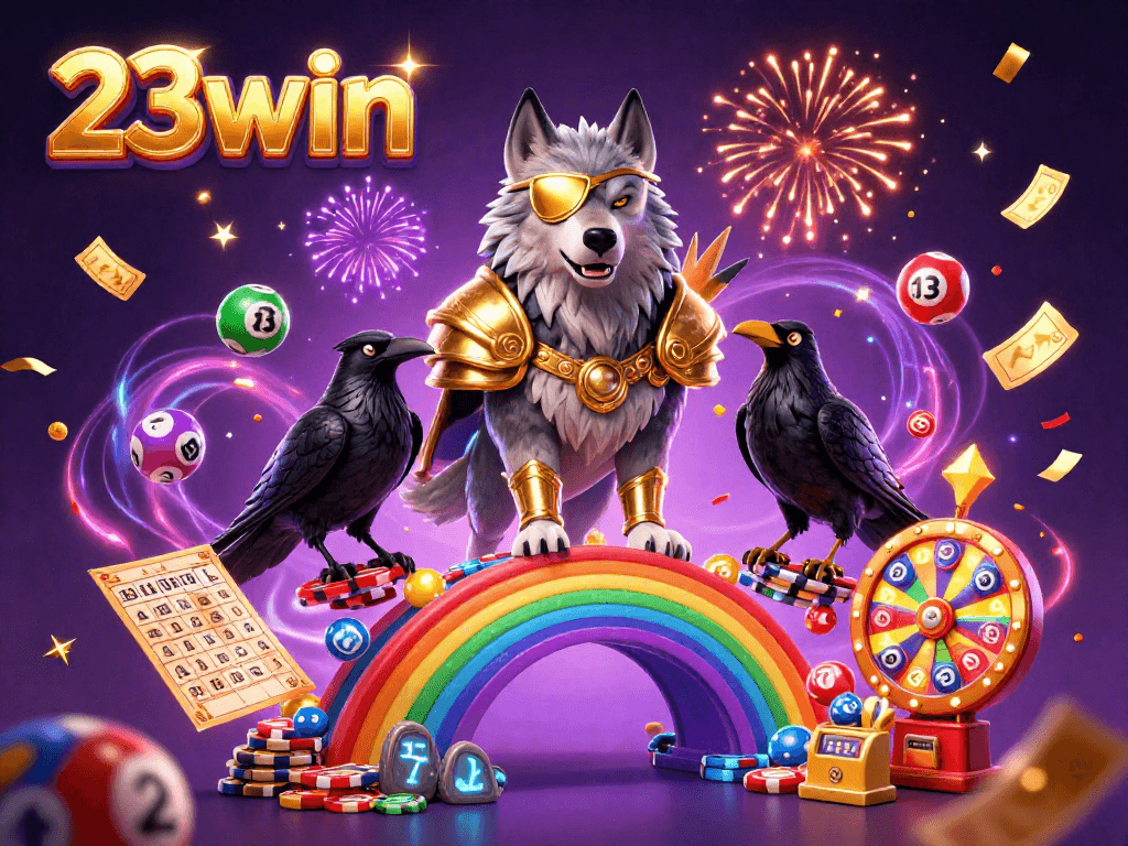 Experience the excitement of 23win with a dazzling Norse-inspired casino scene filled with lottery moments.