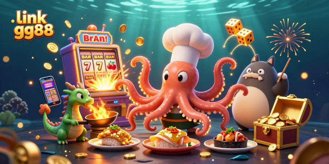 Experience thrilling games at link gg88, featuring dynamic 3D cartoon characters and casino elements.