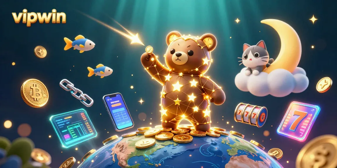 Experience the excitement of vipwin with an enchanting 3D casino-themed illustration showcasing vibrant characters and elements