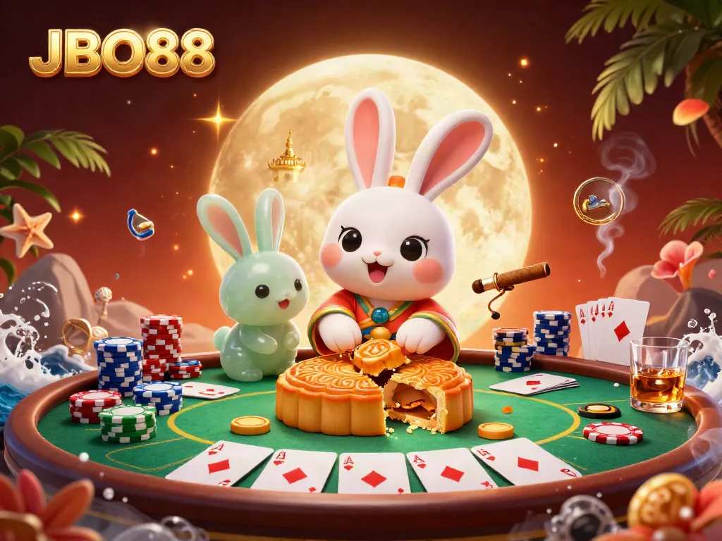 Engage in thrilling gameplay with JBO88 featuring a moon rabbit character on a vibrant lunar scene.