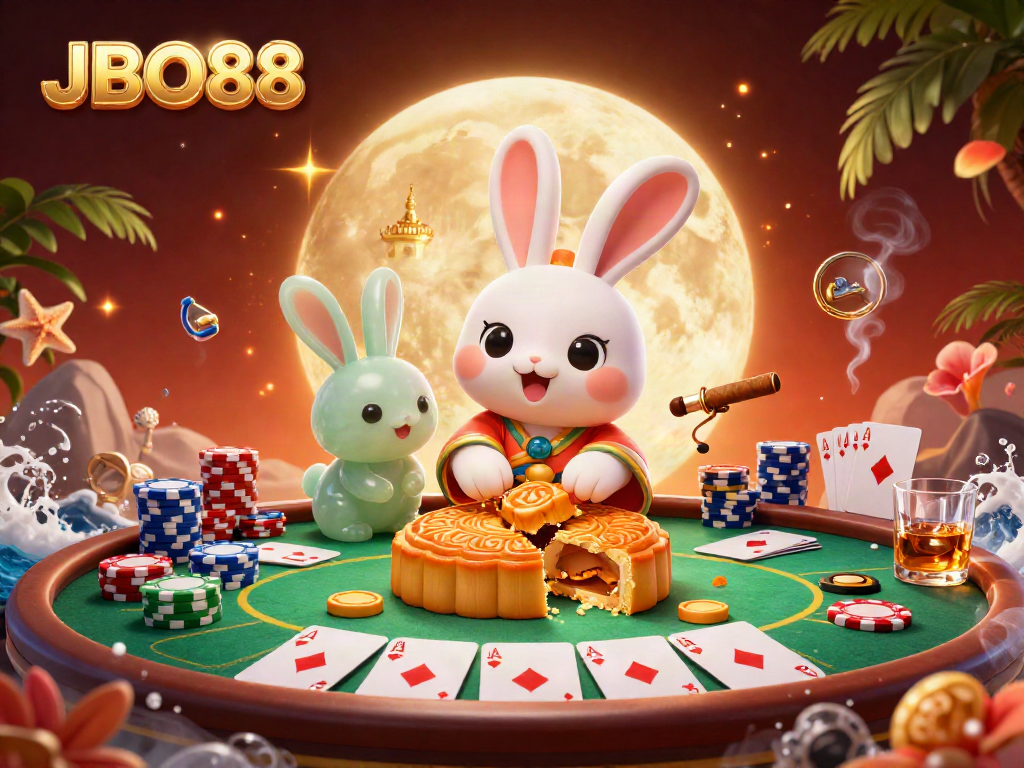 Engage in thrilling gameplay with JBO88 featuring a moon rabbit character on a vibrant lunar scene.