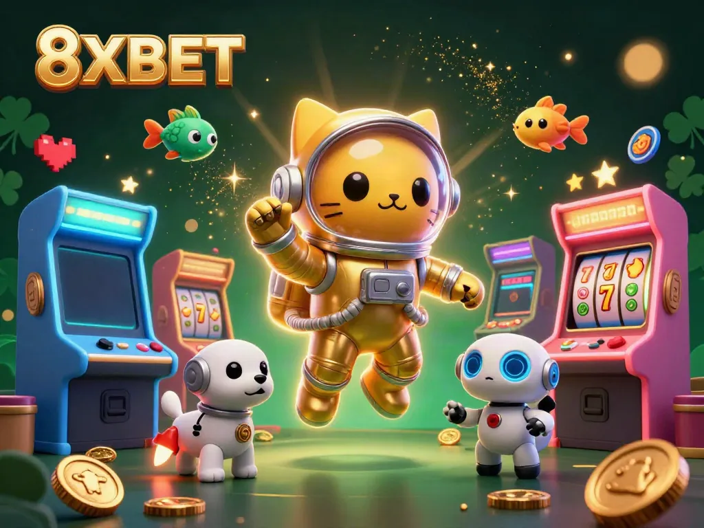 Experience the thrill of 8XBET with captivating gaming characters and dynamic casino elements.