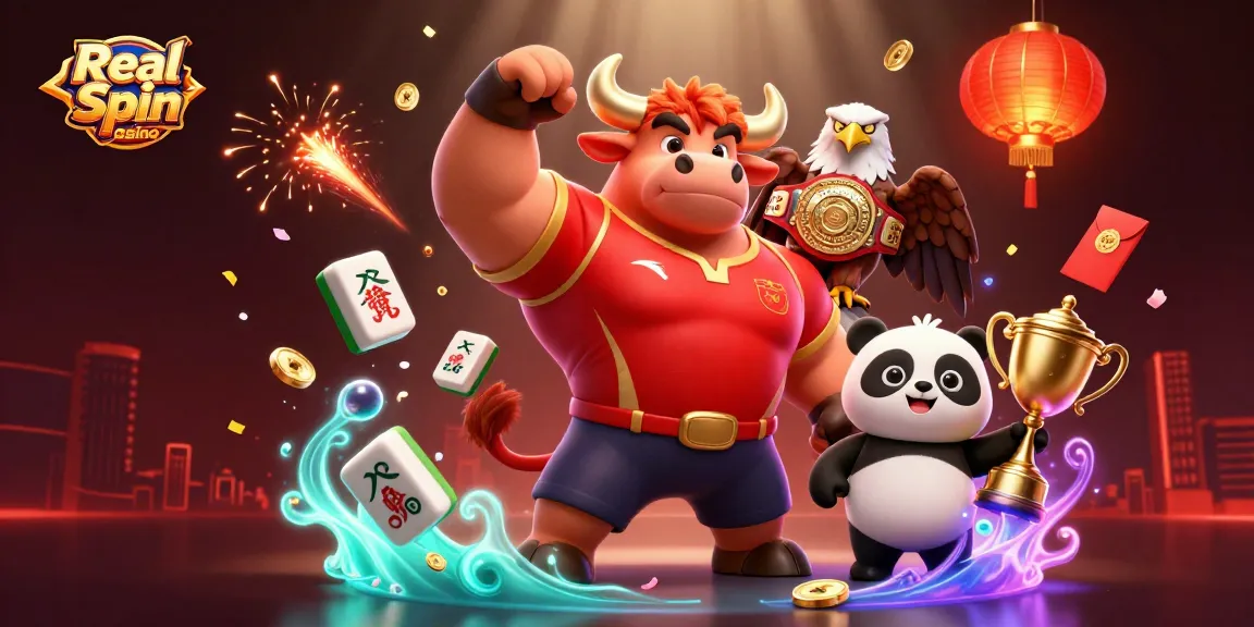 Experience the excitement of Real Spin Casino with a dynamic 3D illustration showcasing thrilling game elements.