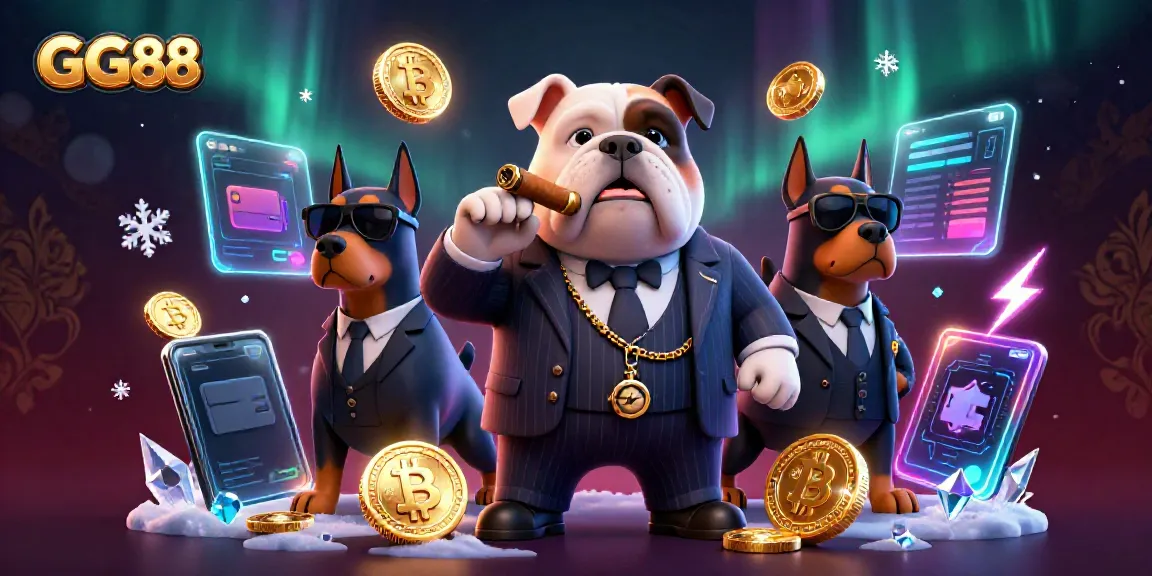 Experience winning strategies in GG88’s dynamic casino scene with bulldog and Doberman characters.