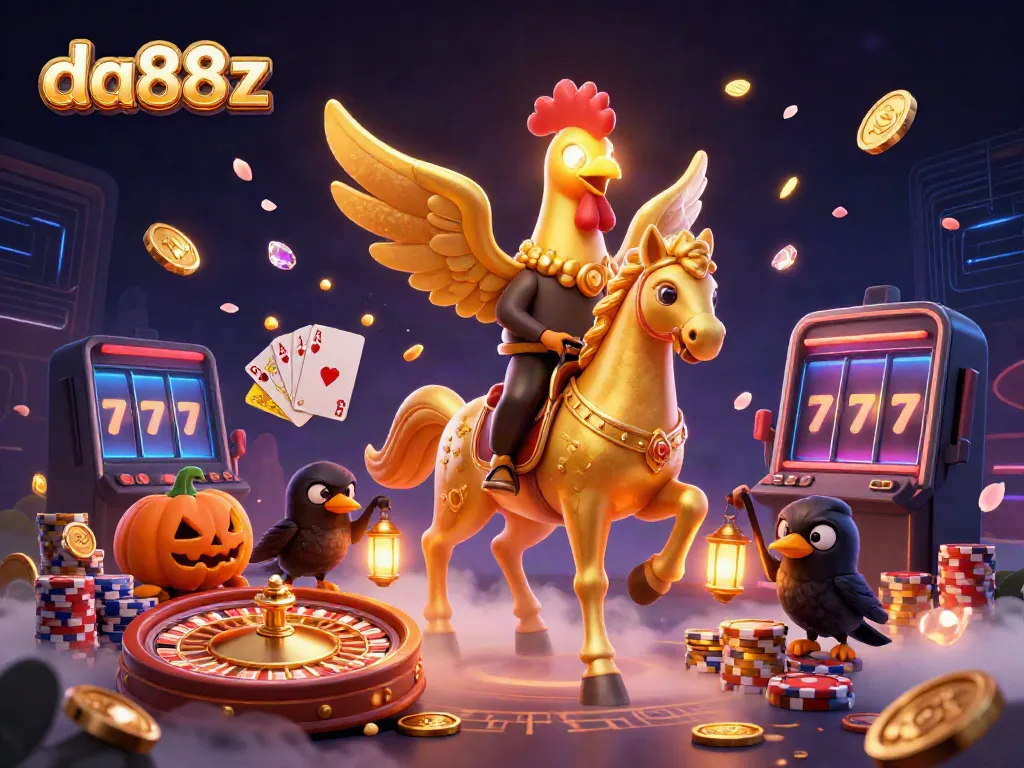 Experience the thrilling da88z adventure with golden rooster and casino magic in immersive 3D.