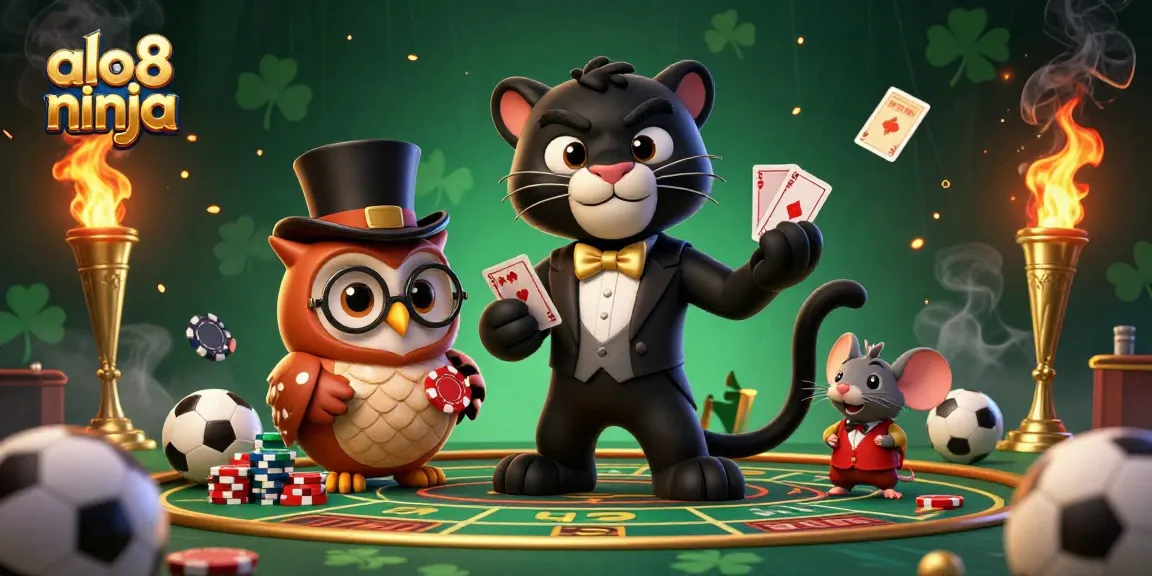 Engage in thrilling betting adventures with alo8 ninja’s vibrant 3D casino illustration featuring energetic characters and game elements.