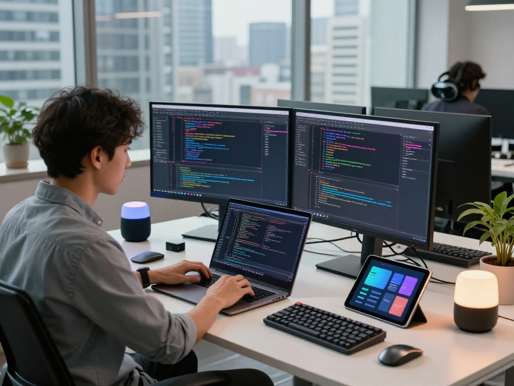 Developer coding at a modern workspace showcasing net88.se.net technology innovation.