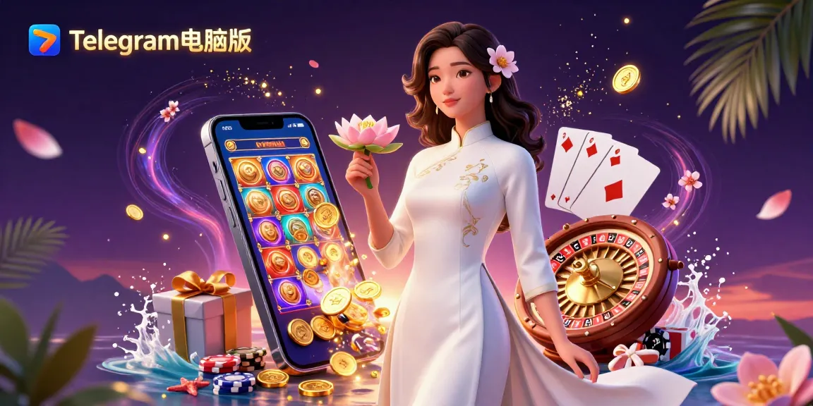 在充满活力的赌场主题3D插图中,使用Telegram电脑版旋转令人兴奋的游戏,展现优雅角色和动态元素。