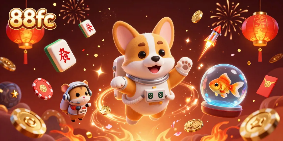 Engage in thrilling action at 88fc with dynamic casino vibes and floating game elements.