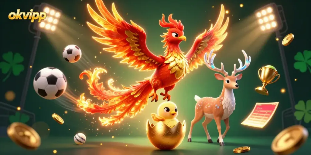 Experience thrilling wins with okvipp in a vibrant scene filled with gaming excitement and energy.