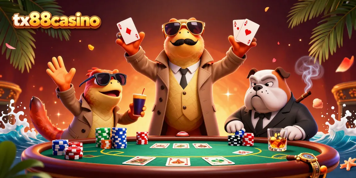 Experience thrilling gaming at tx88casino with raptors in a trench coat at a poker table.
