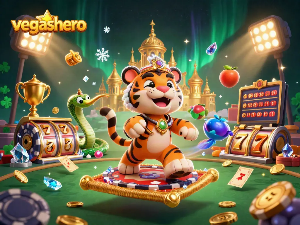 Play exciting casino games like slots with vegashero in a vibrant, magical scene.