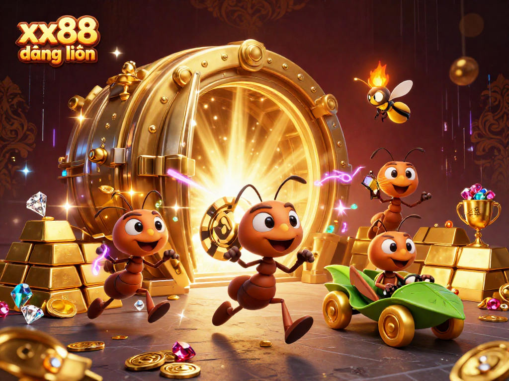 Engage in thrilling games at xx88 đăng nhập where ants orchestrate a golden poker heist.