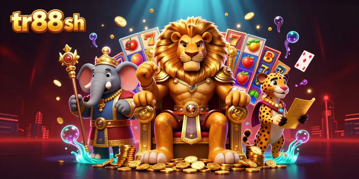 Engage with the thrilling atmosphere of tr88 sh as a lion king presides over a wealth of slot games.