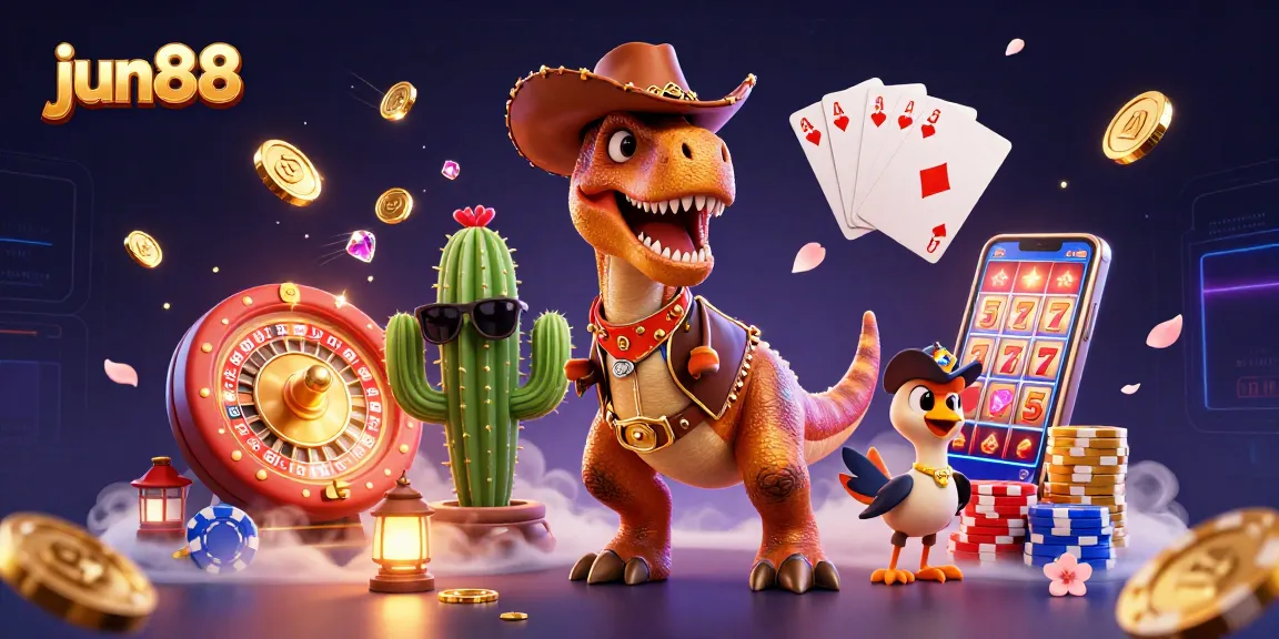 Experience the thrill of betting at jun88 with vibrant characters and dynamic casino elements.