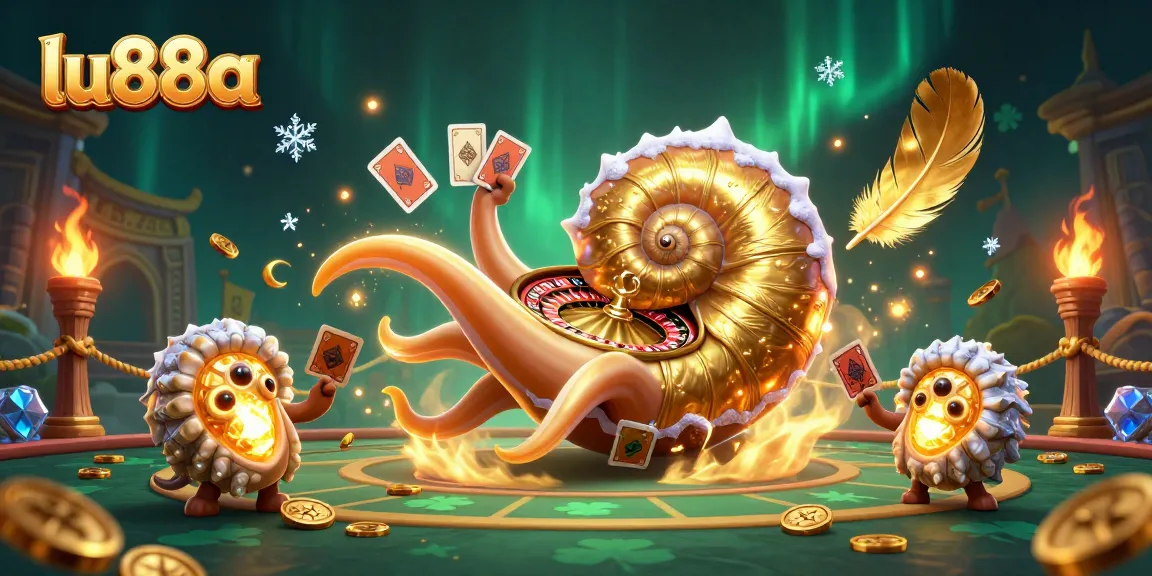 Experience exciting gameplay at lu88a with a vibrant scene of ancient nautilus and glowing ammonites.