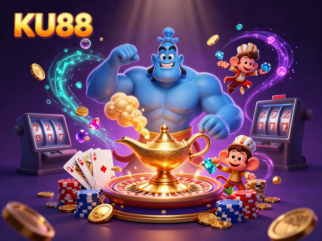 Win big with KU88's thrilling casino games featuring vibrant characters and elements.