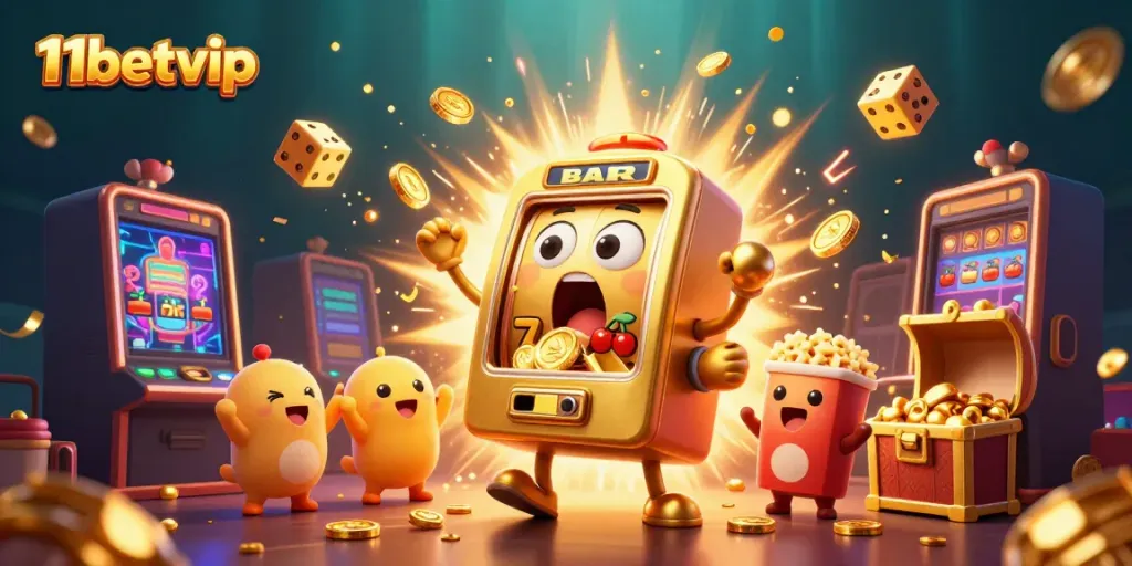 Experience thrilling wins at 11betvip as golden slot machines celebrate jackpots with dynamic symbols and joyful cheer.