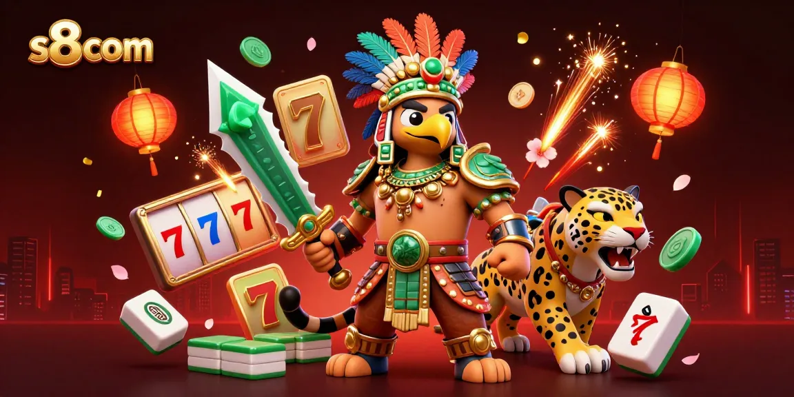 Experience thrilling games at s8 com with dazzling slot reels and vibrant Aztec warriors.