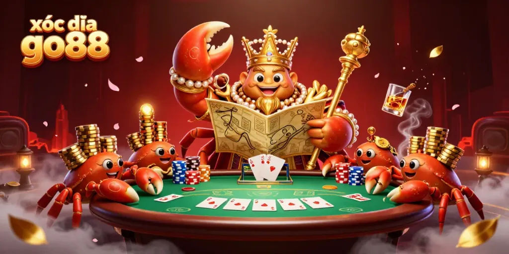 Engage in the thrilling experience of xóc đĩa go88, featuring a lavish 3D scene with dynamic gaming action and elements.