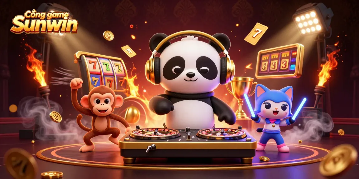 Cổng game Sunwin invites gamblers to spin jackpots with exciting 3D panda DJ and vibrant gaming elements.