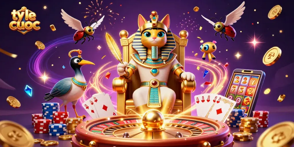 Place bets confidently with ty le ca cuoc in a vibrant 3D casino scene showcasing rich gaming elements.
