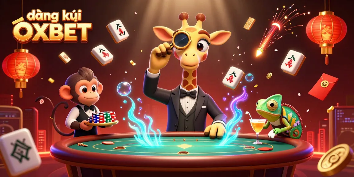 Experience the excitement of đăng ký OXBET with a vibrant casino scene featuring unique characters and festive elements.