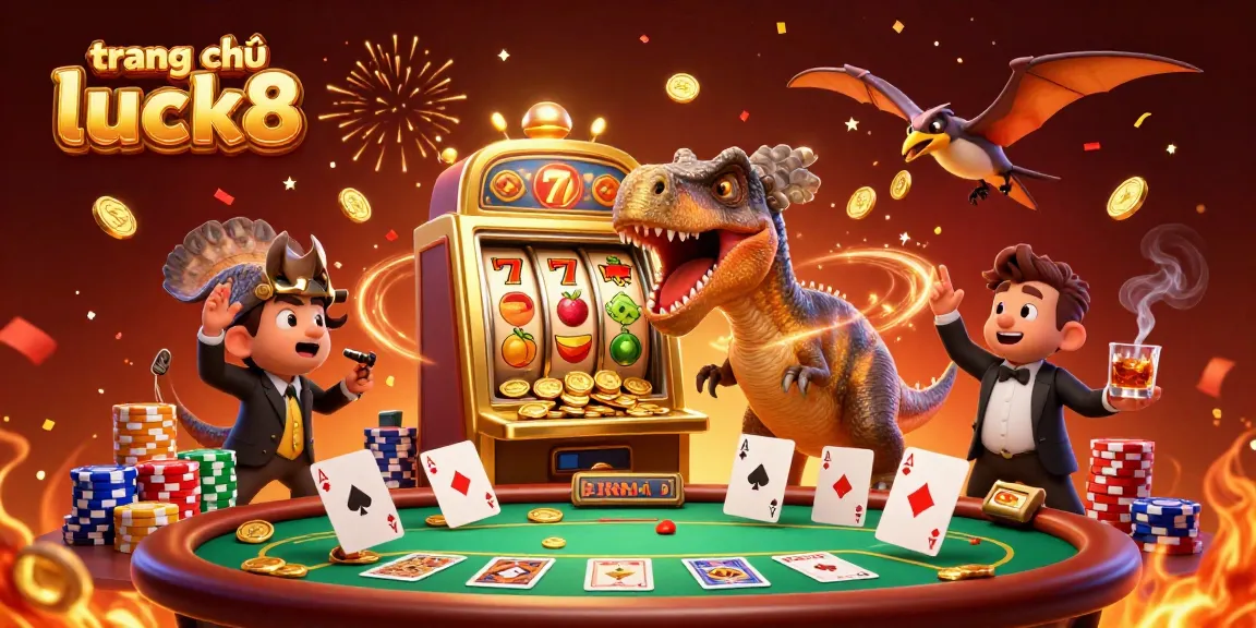 Celebrate jackpots at trang chủ luck8 with cartoon dinosaurs and dynamic casino action.