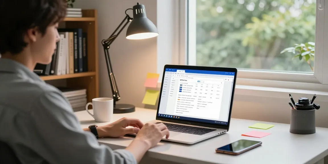 Download WPS Office in a modern home office setup with vibrant workspace elements.