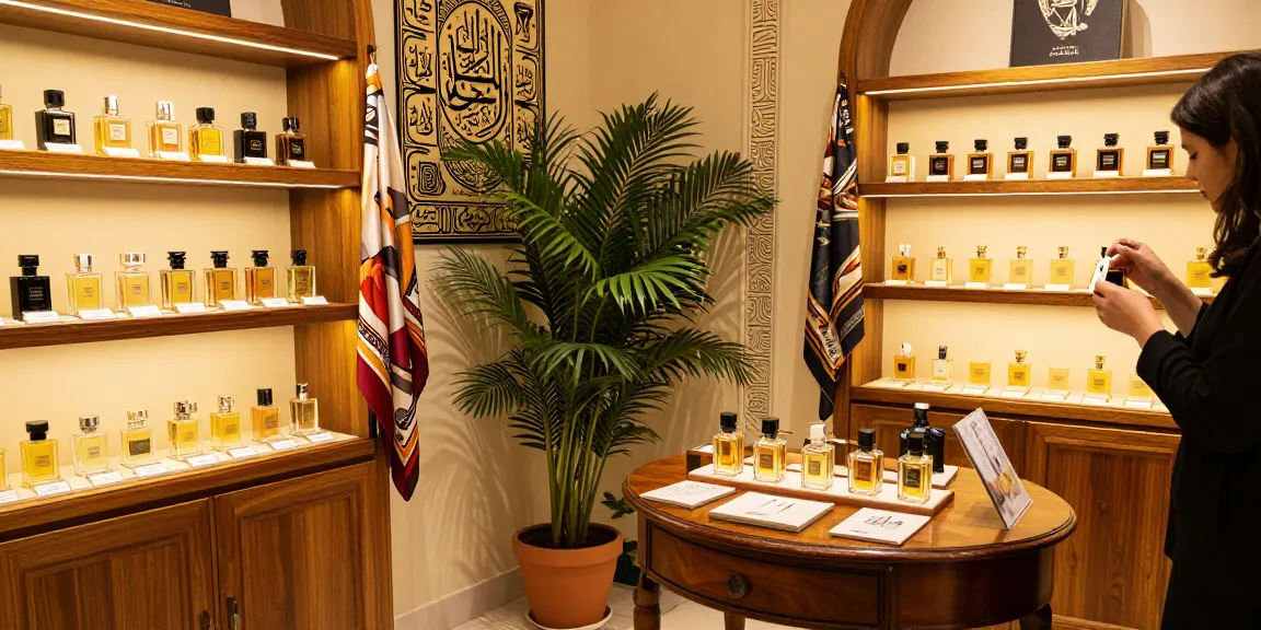 Ontdek de verfijning van Lattafa parfum in een elegante parfumwinkel met warme verlichting en luxe displays.