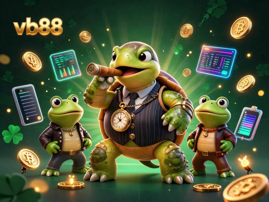 Experience thrilling wins at vb88 with cartoon characters amidst vibrant casino elements.