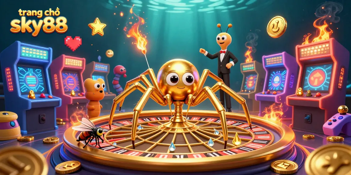 Join the excitement at trang chủ sky88 with a golden spider spinning a roulette web!