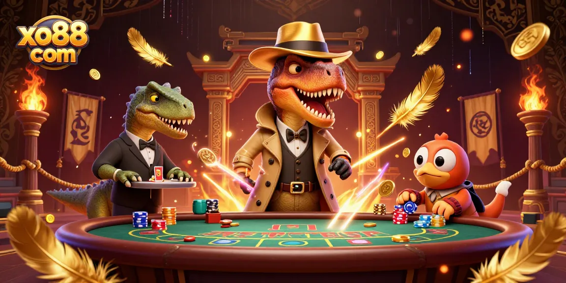 Play thrilling games at xo88 com with a card-counting velociraptor and exciting casino elements.