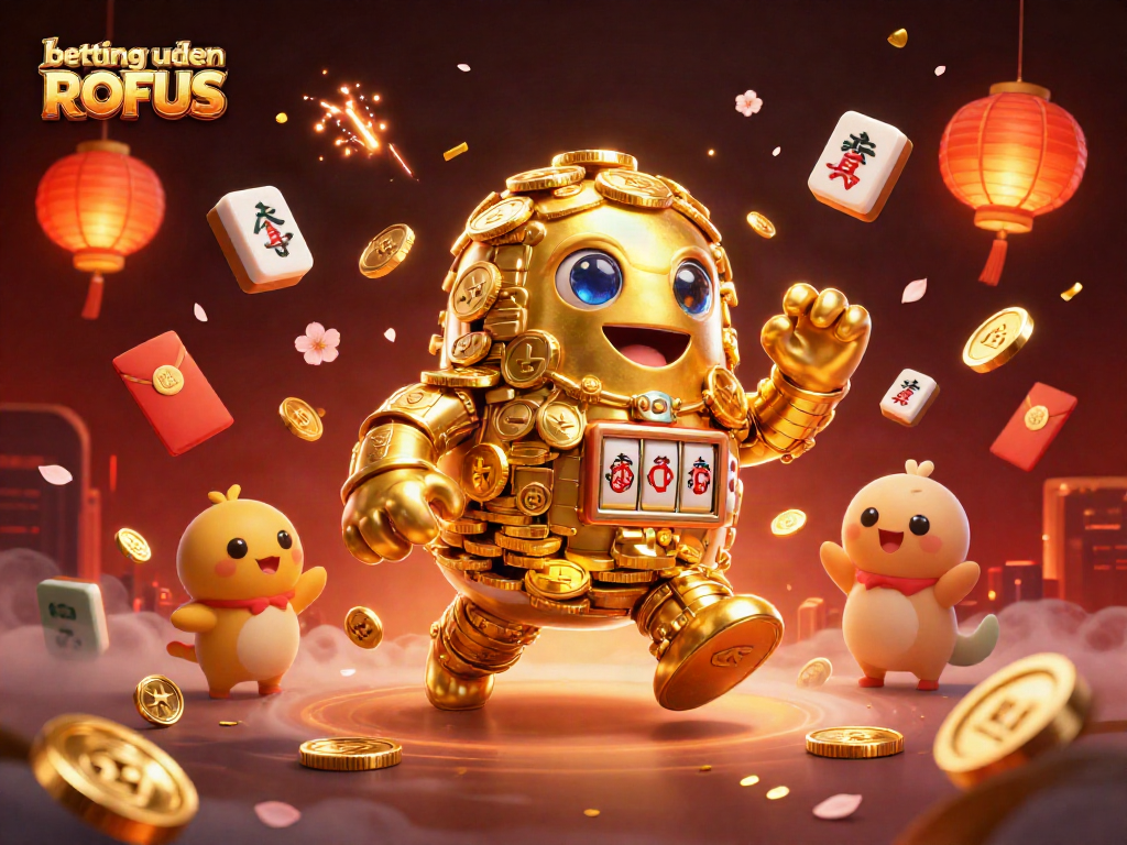 Betting uden om ROFUS illustrated with a golden golem and casino elements in 3D