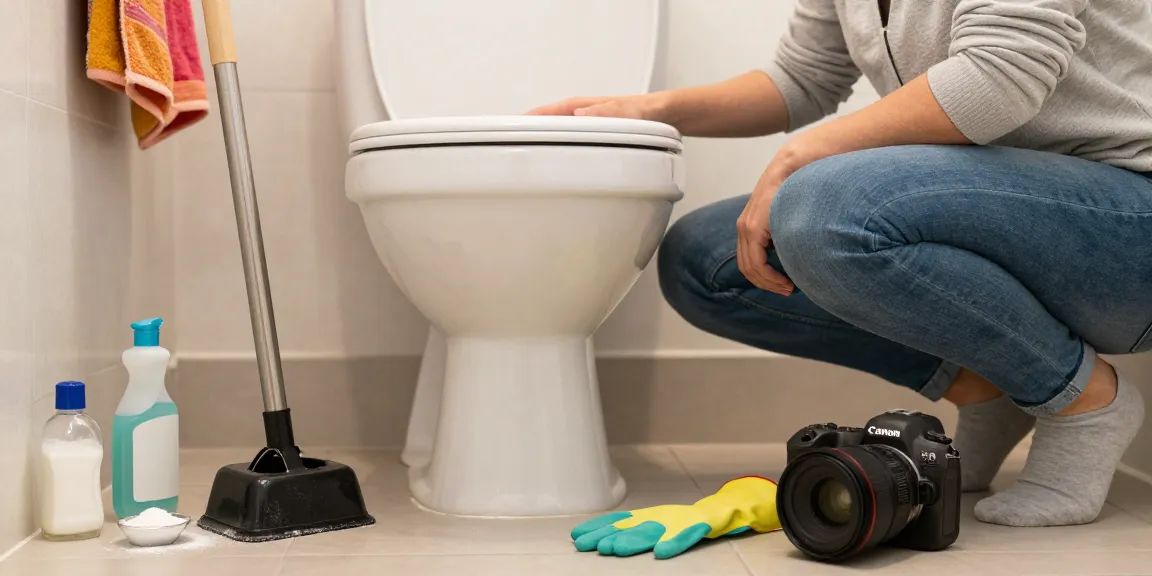 Verstopte wc oplossen met huismiddelen in een nette badkamer.